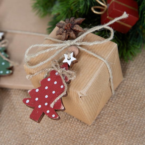 550x550-32501.jpg Unyqoos® Set van 6 decoratieve houten kerstboomhangers in diverse kleuren