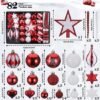 Unyqoos® Uitgebreide set van kerstboomdecoraties met rode en witte kerstballen
