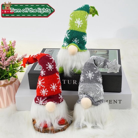 550x550-32567.jpg Unyqoos® Set van 3 verlichte pluche kabouterfiguren voor sfeervolle kerstdecoratie