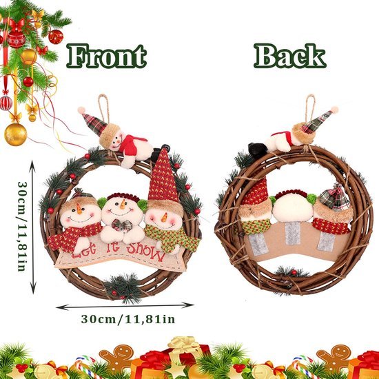 Unyqoos® Charmante sneeuwpop deurkrans voor feestelijke kerstdecoratie binnen en buiten