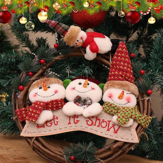 Unyqoos® Charmante sneeuwpop deurkrans voor feestelijke kerstdecoratie binnen en buiten