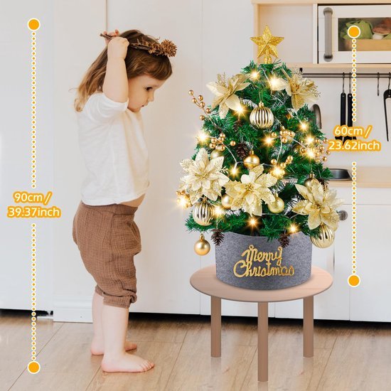 Unyqoos® Betoverende mini-kerstboom van 60 cm met decoraties voor feestelijke sfeer