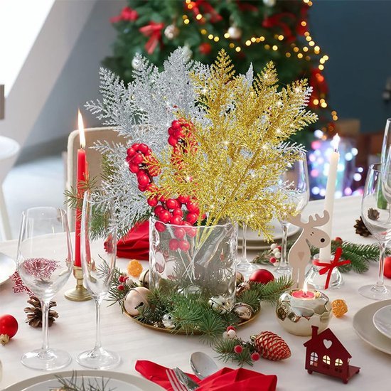 550x550-32641.jpg Unyqoos® Set van 16 Glanzende Kunstdennenbladeren voor Feestelijke Decoratie