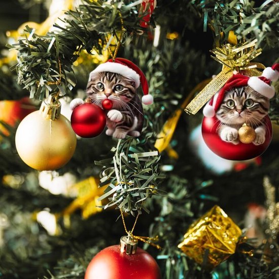 Unyqoos® Set van 10 Acryl Katten Ornamenten voor Kerstboom en Interieurdecoratie