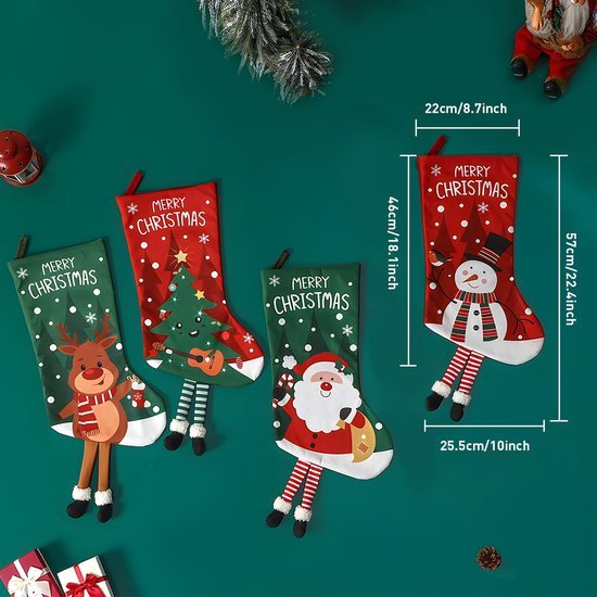 550x550-32661.jpg Unyqoos® Vierdelige set feestelijke kerstsokken met 3D-design voor open haard en boom