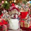 Unyqoos® Set van 10 kunstmatige dennen takken met rode bessen en dennenappels voor kerstdecoratie