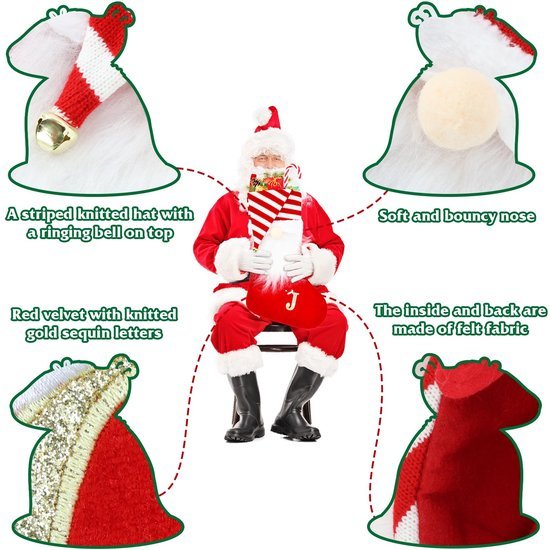 Unyqoos® Gepersonaliseerde kerstkousen met geborduurde letters voor sfeervolle kerstdecoratie
