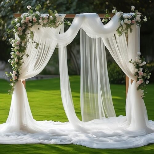 Unyqoos® Romantisch wit hemelbedgordijn voor sfeervolle bruiloftsdecoratie