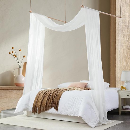 Unyqoos® Romantisch wit hemelbedgordijn voor sfeervolle bruiloftsdecoratie