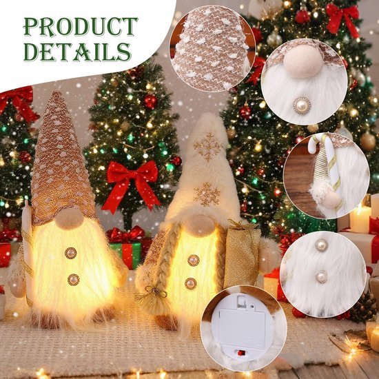 Unyqoos® Set van twee sfeervolle lichtgevende kerstfiguren voor feestelijke decoratie
