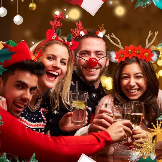 Unyqoos® Feestelijke kersthaarband met rendiergewei en bijpassende haarspelden set