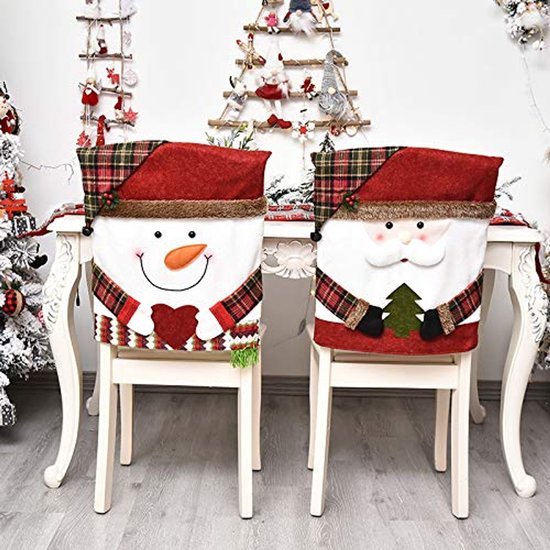 Unyqoos® Set van 3 feestelijke stoelhoezen voor kerstdecoratie in eetkamer