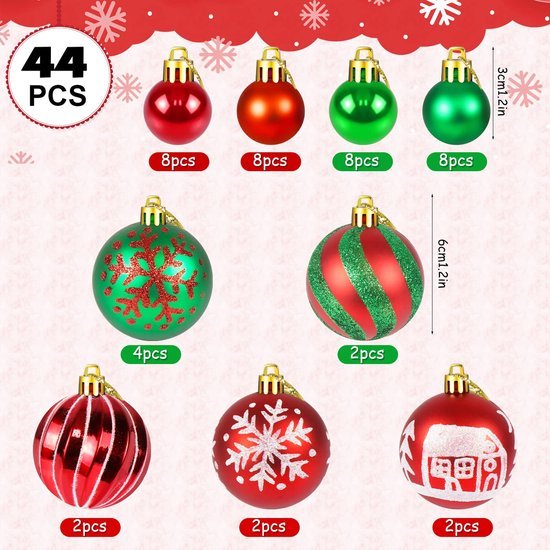 550x550-32761.jpg Unyqoos® Set van 44 kleurrijke kunststof kerstballen voor feestelijke decoratie