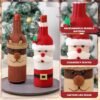 Unyqoos® Creatieve Kerstdecoratie voor Wijnflessen met Kerstman en Rendier Motieven