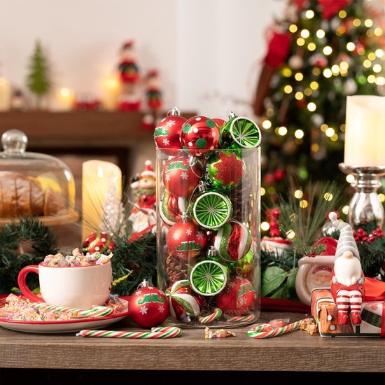 550x550-32776.jpg Unyqoos® Set van 20 onbreekbare kerstballen in rood en wit voor feestdecoratie