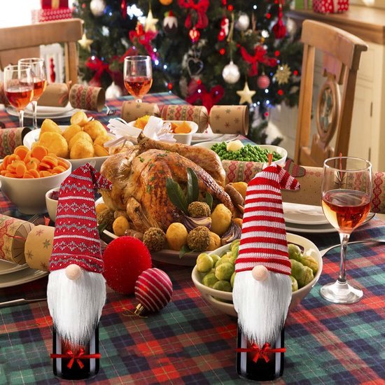 550x550-32791.jpg Unyqoos® Set van 4 feestelijke flessenhoezen voor wijn en sterke drank met kerstsfeer
