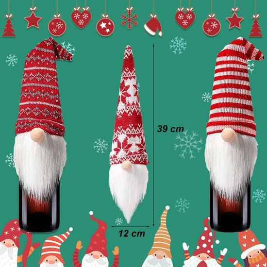 550x550-32793.jpg Unyqoos® Set van 4 feestelijke flessenhoezen voor wijn en sterke drank met kerstsfeer
