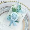 Unyqoos® Set van zes elegante lichtblauwe kunstbloem corsages voor formele gelegenheden