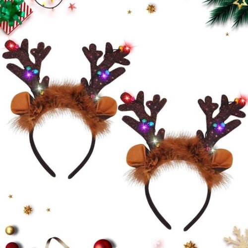 550x550-32805.jpg Unyqoos® Set van twee feestelijke kerstgewei hoofdbanden met LED-verlichting voor jong en oud