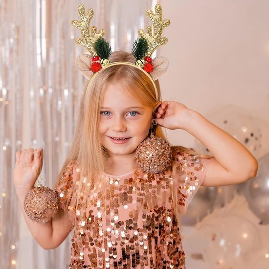 Unyqoos® Feestelijke rendiergewei haarbanden met belletjes voor kerstvieringen