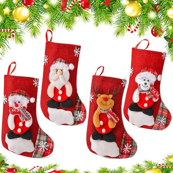 550x550-32822.jpg Unyqoos® Set van 4 kerstkousen voor decoratie van boom en schoorsteen