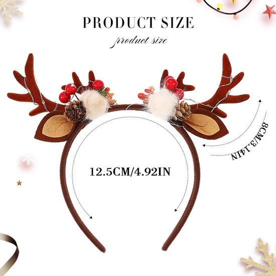 550x550-32829.jpg Unyqoos® Verlichte kersthaarband met rendiergewei en glinsterende bloemen voor feestdagen