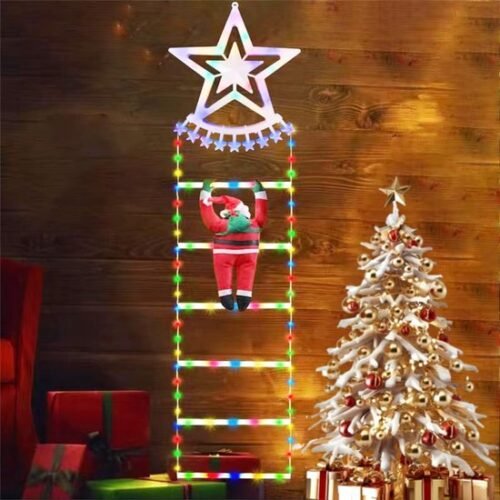 Unyqoos® Verlichte Kerstmanladder met Timer en Geheugen voor Binnen en Buiten