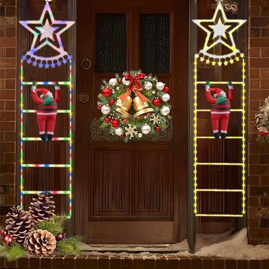 Unyqoos® Verlichte Kerstmanladder met Timer en Geheugen voor Binnen en Buiten