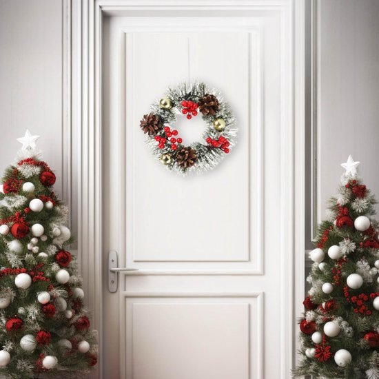 550x550-32842.jpg Unyqoos® Set van twee feestelijke kransen met dennenappels en bessen voor Kerstmis