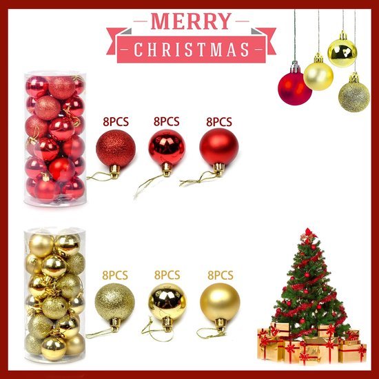 550x550-32865.jpg Unyqoos® Set van 48 Weerbestendige Kunststof Kerstballen in Rood en Goud voor Boomdecoratie