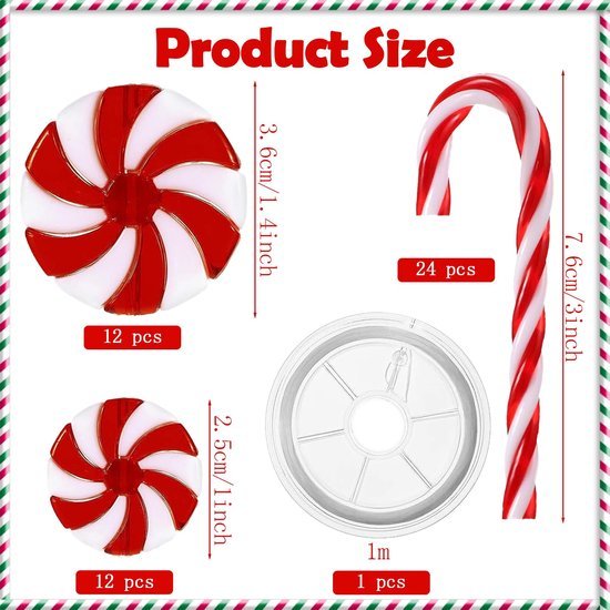 550x550-32871.jpg Unyqoos® Set van 48 feestelijke suikerstokken voor kerstdecoratie aan boom en deur