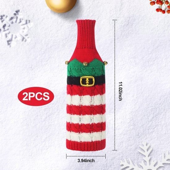 550x550-32895.jpg Unyqoos® Set van 2 Kerstflessenhoezen met Klassieke Rode en Groene Elementen