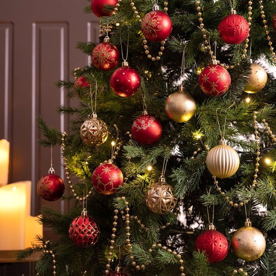 Unyqoos® Luxe set van 20 rode en gouden kerstballen voor sfeervolle kerstdecoratie