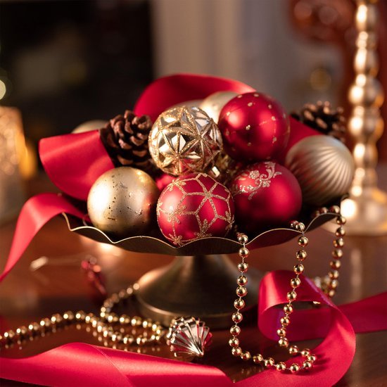 Unyqoos® Luxe set van 20 rode en gouden kerstballen voor sfeervolle kerstdecoratie