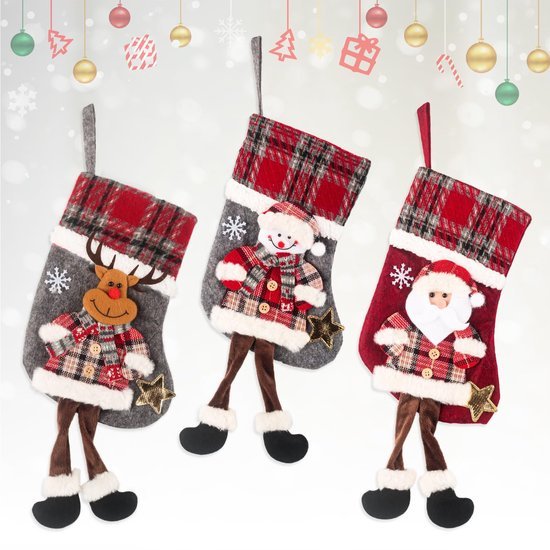 550x550-32907.jpg Unyqoos® Set van drie vrolijke kerstsokken voor decoratie en cadeauverpakkingen