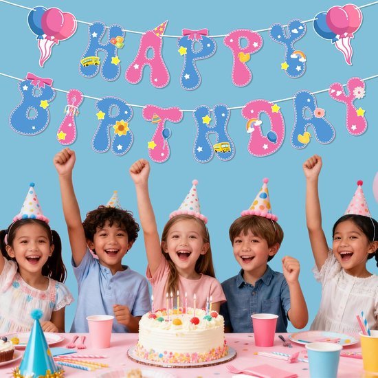 550x550-32942.jpg Unyqoos® Schattig roze en blauw verjaardag banner voor feestelijke decoraties