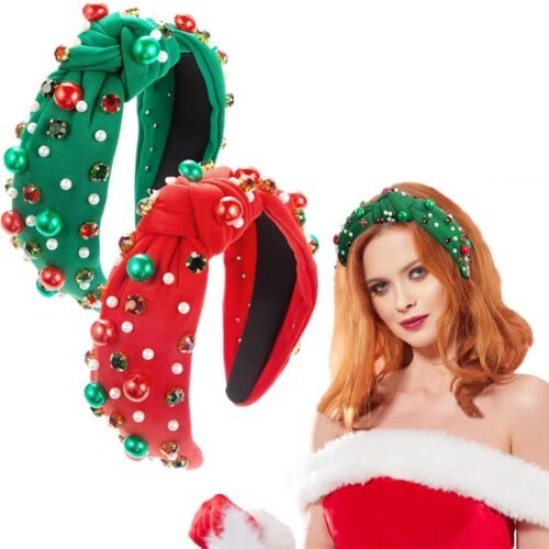 Unyqoos® Feestelijke haarbanden met parels en strass voor kerstvieringen