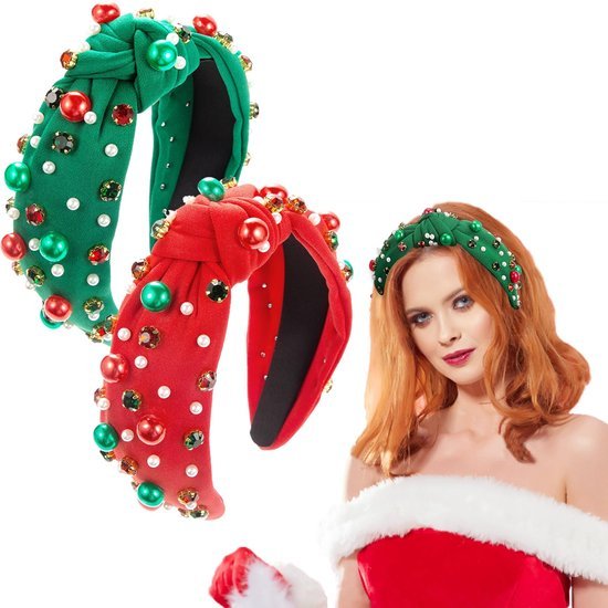 Unyqoos® Feestelijke haarbanden met parels en strass voor kerstvieringen
