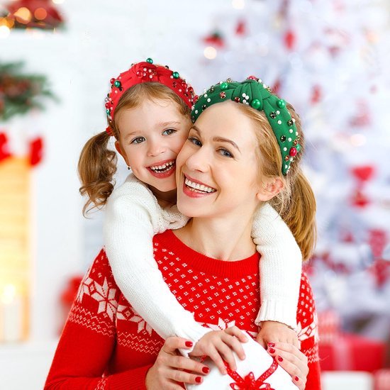 Unyqoos® Feestelijke haarbanden met parels en strass voor kerstvieringen