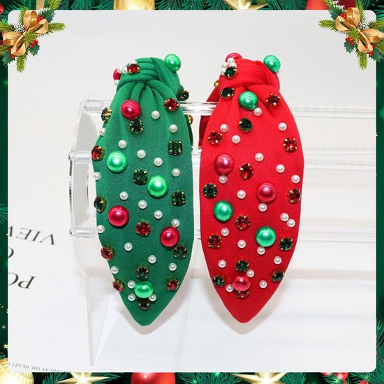Unyqoos® Feestelijke haarbanden met parels en strass voor kerstvieringen