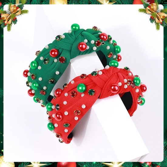 Unyqoos® Feestelijke haarbanden met parels en strass voor kerstvieringen