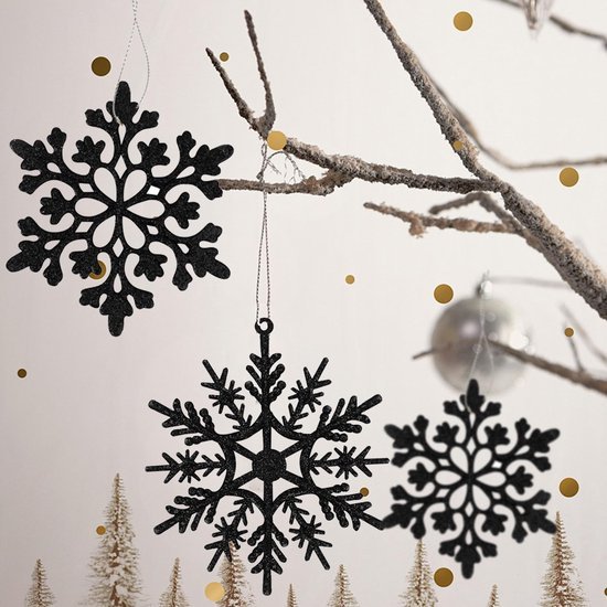 550x550-32977.jpg Unyqoos® Set van 30 glinsterende zwarte sneeuwvlokken kerstdecoraties voor feestelijke versiering