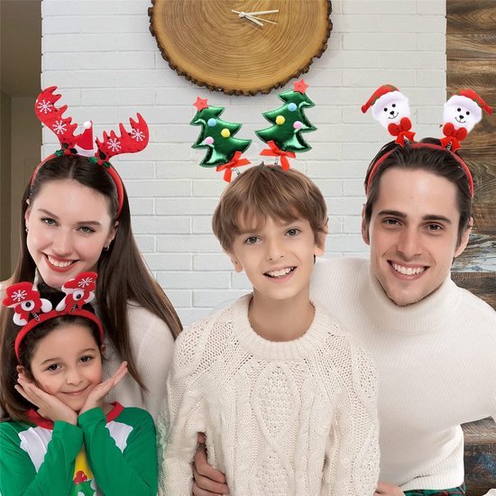 Unyqoos® Feestelijke haaraccessoires voor kerst met rendiergewei en kerstman designs