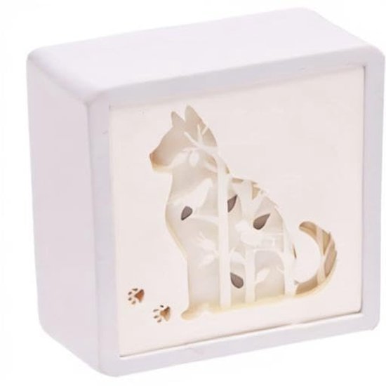 Unyqoos® Creatieve 3D Papercut Lichtbox met Katontwerp voor Sfeervolle Verlichting