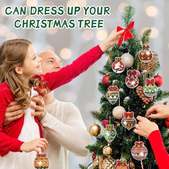 Unyqoos® Creatieve knutselset voor kinderen met 20 kerst diamond painting hangers