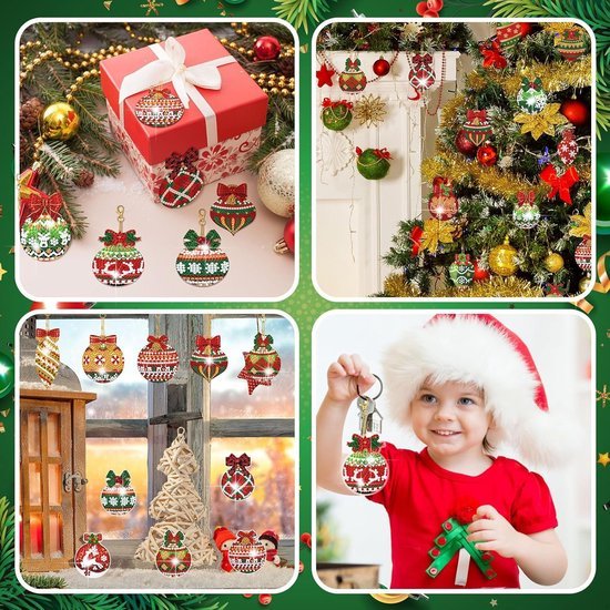 Unyqoos® Creatieve knutselset voor kinderen met 20 kerst diamond painting hangers