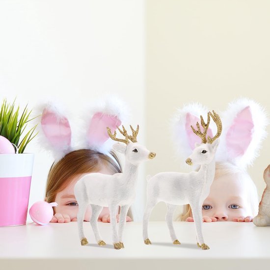 Unyqoos® Elegante set van twee rendierfiguren voor sfeervolle kerstdecoratie