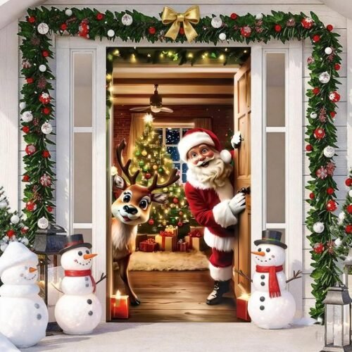 550x550-33022.jpg Unyqoos® Sfeervolle kerstdeurdecoratie met kerstman en rendieren voor binnen en buiten