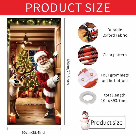 550x550-33023.jpg Unyqoos® Sfeervolle kerstdeurdecoratie met kerstman en rendieren voor binnen en buiten
