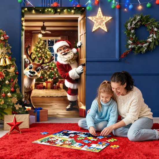 550x550-33026.jpg Unyqoos® Sfeervolle kerstdeurdecoratie met kerstman en rendieren voor binnen en buiten